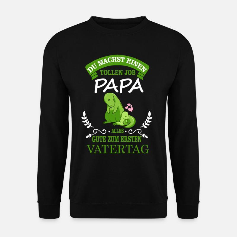 Erster Vatertag - Dinosaurier Dinopapa mit Kind - Unisex Pullover - Schwarz