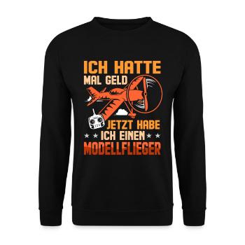 Modellflieger Spruch Modell Flieger RC Flugzeug - Unisex Pullover - Schwarz - Vorne - Alina (178cm) & Michal (187cm)