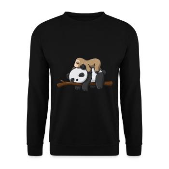 Panda paresseux amoureux mignon dormir mignon - Sweat-shirt Unisexe - noir - Devant - Alina (178cm) & Michal (187cm)