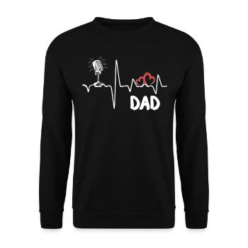 Microphone heartbeat musician singer singer dad tee - Unisex Sweatshirt - black - Front - Alina (178cm) & Michal (187cm)