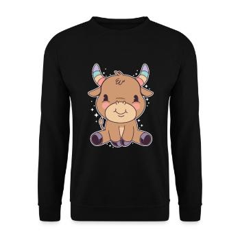 Süßer Stier Kindergeschenk Stiere Bullen - Unisex Pullover - Schwarz - Vorne - Alina (178cm) & Michal (187cm)