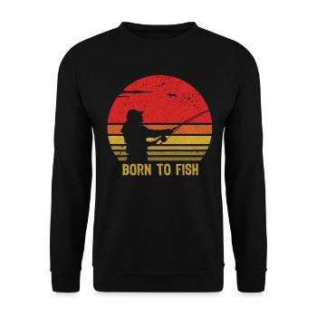 Retro Vintage Fishing tshirt for fisherman Gifts - Unisex Pullover - Schwarz - Vorne - Alina (178cm) & Michal (187cm)