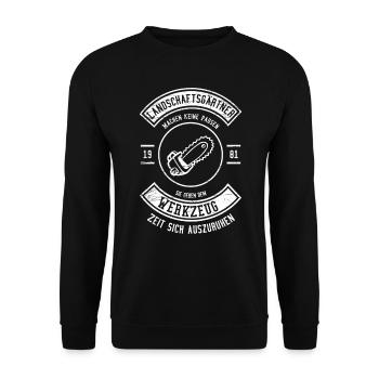 Landschaftsgärtner Galabau Gala Bau Gärtner Garten - Unisex Pullover - Schwarz - Vorne - Alina (178cm) & Michal (187cm)