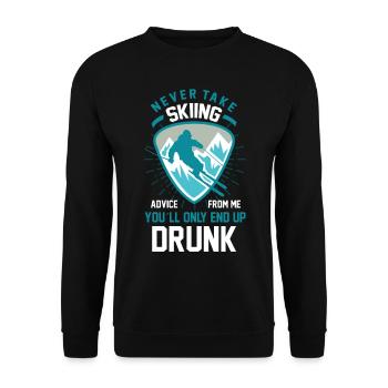 Cadeau drôle de fête d'ivresse de ski - Sweat-shirt Unisexe - noir - Devant - Alina (178cm) & Michal (187cm)