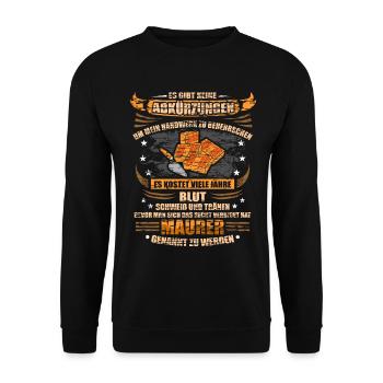 Maurer Lustiges Maurermeister Geschenk - Unisex Pullover - Schwarz - Vorne - Alina (178cm) & Michal (187cm)