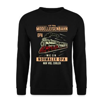 Modelleisenbahn Modellbahn Opa Großvater Geschenk - Unisex Pullover - Schwarz - Vorne - Alina (178cm) & Michal (187cm)