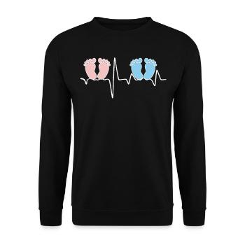 Heartbeat EKG twin mother twin father tea - Unisex Sweatshirt - black - Front - Alina (178cm) & Michal (187cm)