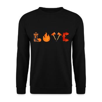 LOVE Firefighter - Unisex Pullover - Schwarz - Vorne - Alina (178cm) & Michal (187cm)