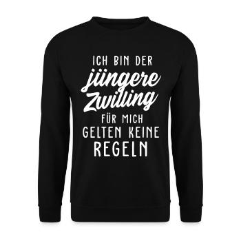 Jüngere Zwilling Zwillinge Geschwister Babys - Unisex Pullover - Schwarz - Vorne - Alina (178cm) & Michal (187cm)
