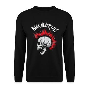 Punk Rock Punk Music Retro Punks Punk Never Dies - Unisex Sweatshirt - black - Front - Alina (178cm) & Michal (187cm)