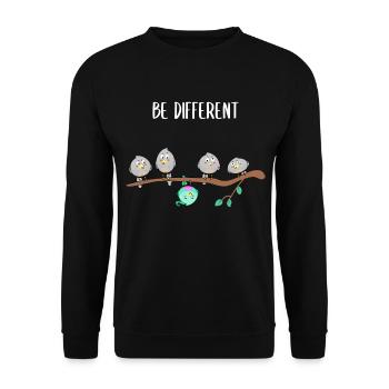Bird - Be Different Funny Saying Conformity - Unisex Sweatshirt - black - Front - Alina (178cm) & Michal (187cm)
