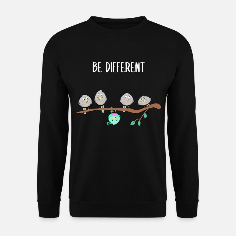 Vogel - Be Different Lustiger Spruch Konformität - Unisex Pullover - Schwarz