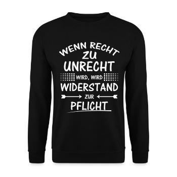 Protestshirt gegen Einschränkung der Grundrechte - Unisex Pullover - Schwarz - Vorne - Alina (178cm) & Michal (187cm)