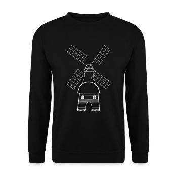 Niederländische alte Windmühle vom Land Geschenk - Unisex Pullover - Schwarz - Vorne - Alina (178cm) & Michal (187cm)