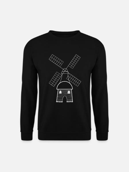 Niederländische alte Windmühle vom Land Geschenk - Unisex Pullover - Schwarz