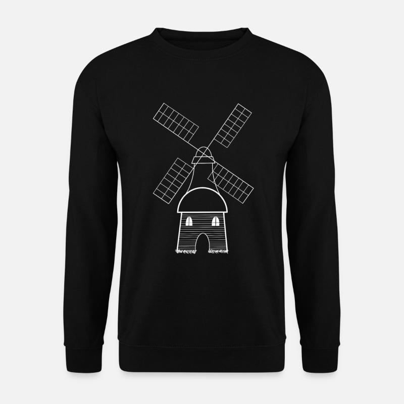 Niederländische alte Windmühle vom Land Geschenk - Unisex Pullover - Schwarz