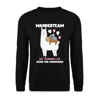 Wandern Frauen Wanderer Damen Alpaka Geschenk - Unisex Pullover - Schwarz - Vorne - Alina (178cm) & Michal (187cm)
