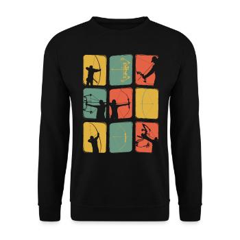 Archery Vintage Recurve Compound Retro - Unisex Sweatshirt - black - Front - Alina (178cm) & Michal (187cm)