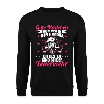 Feuerwehr Frau Frauen Beruf Geschenk - Unisex Pullover - Schwarz - Vorne - Alina (178cm) & Michal (187cm)