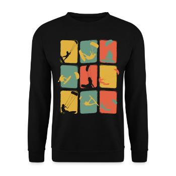 Kite Kiting Vintage Retro Kitesurfen Surf - Unisex Pullover - Schwarz - Vorne - Alina (178cm) & Michal (187cm)