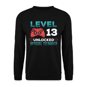 13. Geburtstag Gamer Level 13 Teenager - Unisex Pullover - Schwarz - Vorne - Alina (178cm) & Michal (187cm)