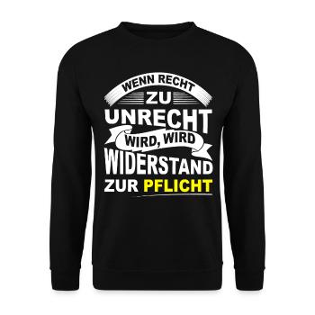 Protestshirt gegen Einschränkung der Grundrechte - Unisex Pullover - Schwarz - Vorne - Alina (178cm) & Michal (187cm)
