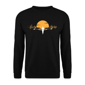 Rowing heartbeat sunset EKG - Unisex Sweatshirt - black - Front - Alina (178cm) & Michal (187cm)