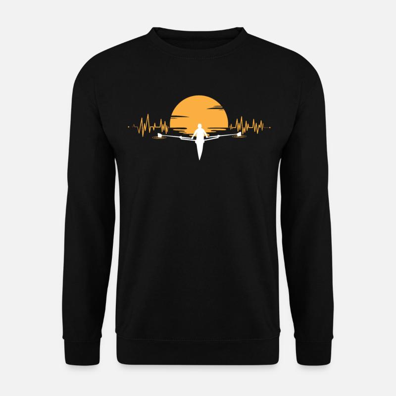 Rowing Heartbeat Sunset ECG - Sweat-shirt Unisexe - noir