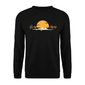 Rowing heartbeat sunset EKG - Unisex Sweatshirt - black - Front - Alina (178cm) & Michal (187cm)