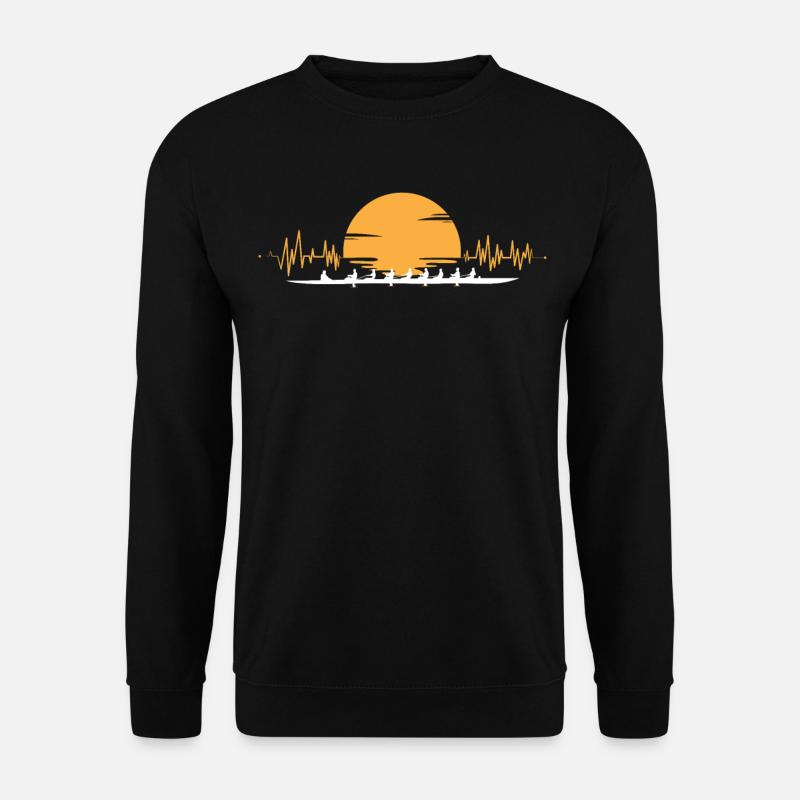 Rudern Herzschlag Sonnenuntergang EKG Achter - Unisex Pullover - Schwarz