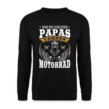 Motorrad Papa Biker Vater Hobby Geschenk - Unisex Pullover - Schwarz - Vorne - Alina (178cm) & Michal (187cm)