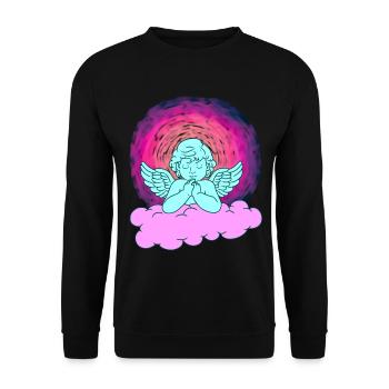 Engel Himmlisch Wolke Himmel Jenseits Schutzengel - Unisex Pullover - Schwarz - Vorne - Alina (178cm) & Michal (187cm)