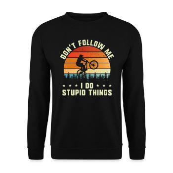 Ne me suivez pas | Idée cadeau VTT VTT - Sweat-shirt Unisexe - noir - Devant - Alina (178cm) & Michal (187cm)