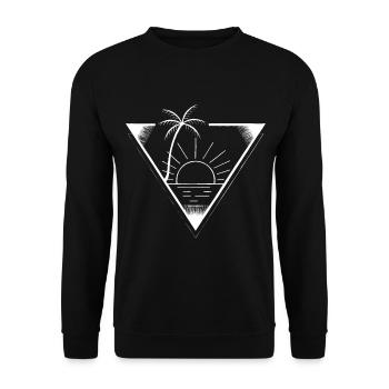 Sonne Palme Urlaub Meer Geschenk - Unisex Pullover - Schwarz - Vorne - Alina (178cm) & Michal (187cm)