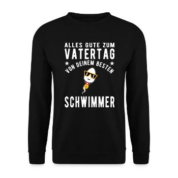Geschenk zum Vatertag Bester Schwimmer - Unisex Pullover - Schwarz - Vorne - Alina (178cm) & Michal (187cm)