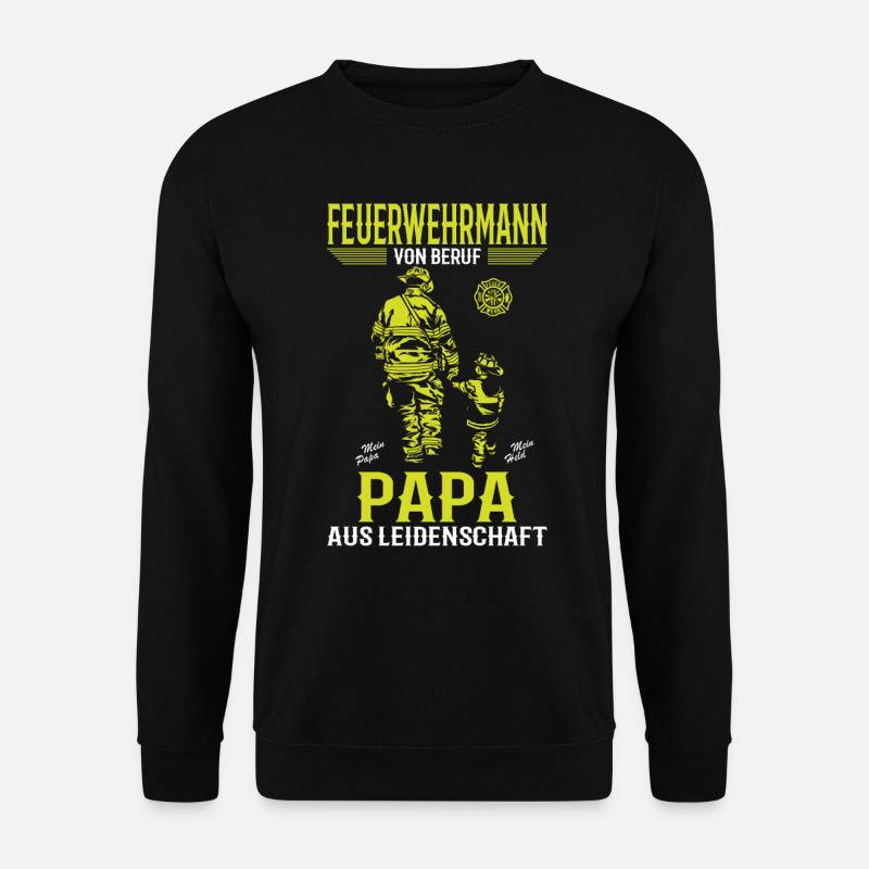 Feuerwehr Papa Feuerwehrmann Vatertag - Unisex Pullover - Schwarz