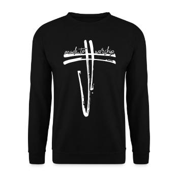 Made To Worship Christianity Cross Religion - Unisex Sweatshirt - black - Front - Alina (178cm) & Michal (187cm)