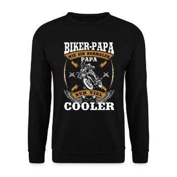 Biker Papa Motorrad Vater Geburtstag Geschenk - Unisex Pullover - Schwarz - Vorne - Alina (178cm) & Michal (187cm)