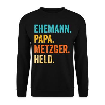 Metzger Fleischer Metzgerei - Unisex Pullover - Schwarz - Vorne - Alina (178cm) & Michal (187cm)