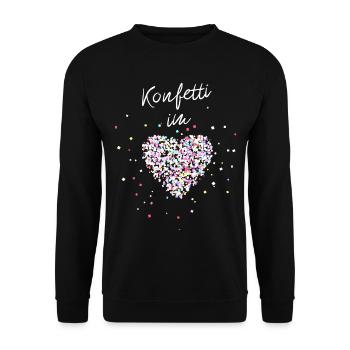 Konfetti im Herzen - Unisex Pullover - Schwarz - Vorne - Alina (178cm) & Michal (187cm)