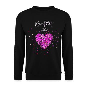 Konfetti im Herzen - Unisex Pullover - Schwarz - Vorne - Alina (178cm) & Michal (187cm)