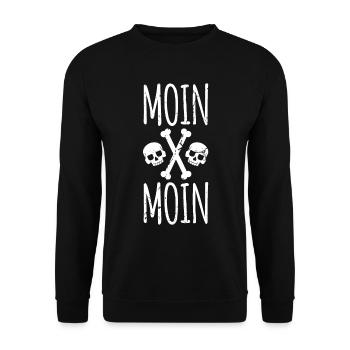 Moin Totenkopf Ostsee Nordsee See Hamburg Geschenk - Unisex Pullover - Schwarz - Vorne - Alina (178cm) & Michal (187cm)