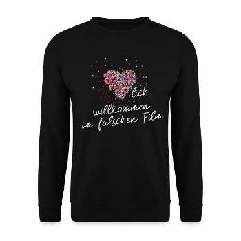HERZLICH WILLKOMMEN IM FALSCHEN FILM - Unisex Pullover - Schwarz - Vorne - Alina (178cm) & Michal (187cm)
