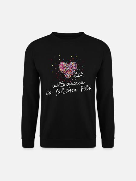 HERZLICH WILLKOMMEN IM FALSCHEN FILM - Unisex Pullover - Schwarz