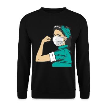 Rose The Riveter - Nurse Nurse - Unisex Sweatshirt - black - Front - Alina (178cm) & Michal (187cm)