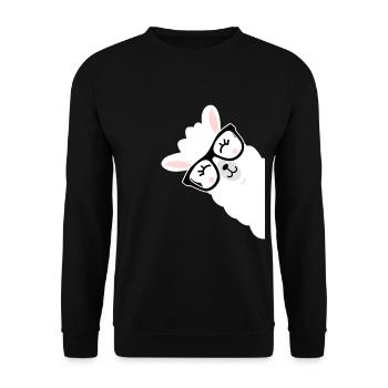 Süßes Llama Alpaka Geschenk Springen Spucken - Unisex Pullover - Schwarz - Vorne - Alina (178cm) & Michal (187cm)