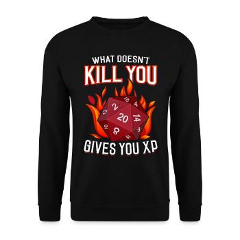 What doesn't kill you gives you xp - rpg d20 saying - Unisex Sweatshirt - black - Front - Alina (178cm) & Michal (187cm)