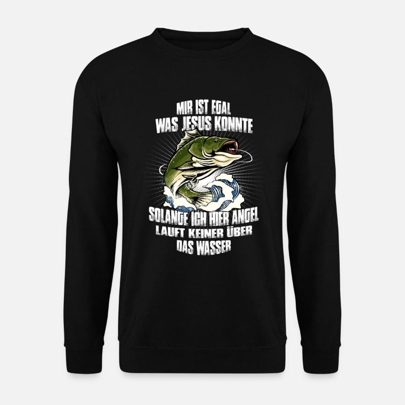 Fischershirt Angeln Forelle Petri Heil Geschenk - Unisex Pullover - Schwarz