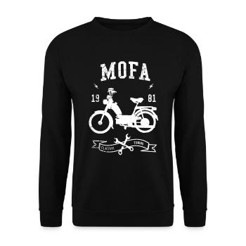 mofa biker moped Motorrad Strasse 2takt mofafahrer - Unisex Pullover - Schwarz - Vorne - Alina (178cm) & Michal (187cm)