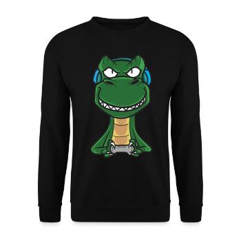 Console de jeu Gamer T-Rex - Sweat-shirt Unisexe - noir - Devant - Alina (178cm) & Michal (187cm)